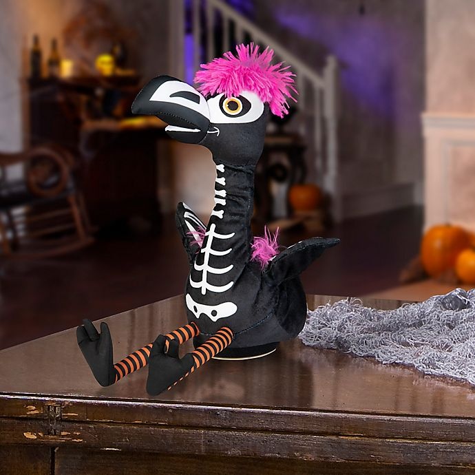 slide 2 of 3, Gemmy Halloween Animated Plush Skeleton Flamingo Decoration, 13.39 in
