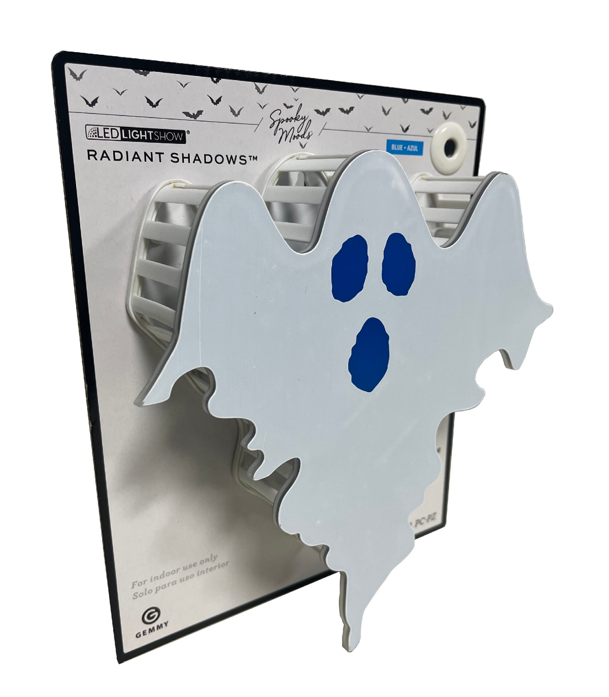 slide 5 of 8, Halloween Lighted Decor Battery Op Radiant Shadows Ghost Blue, 8.74 in