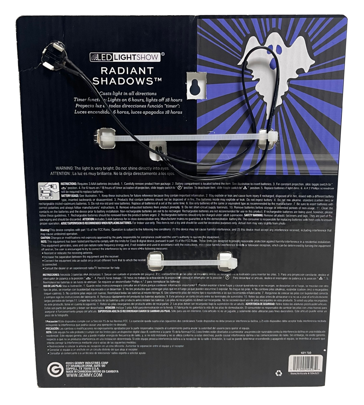 slide 7 of 8, Halloween Lighted Decor Battery Op Radiant Shadows Ghost Blue, 8.74 in