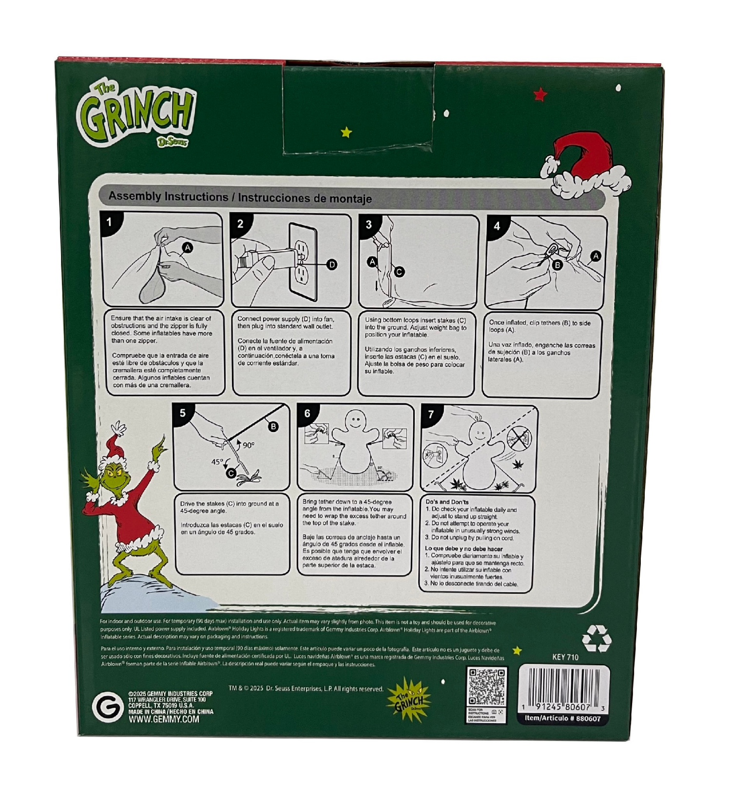 slide 2 of 8, Airblown Lights Cindy Lou Who w/Candy Cane-SM-Dr. Seuss, 48.03 in