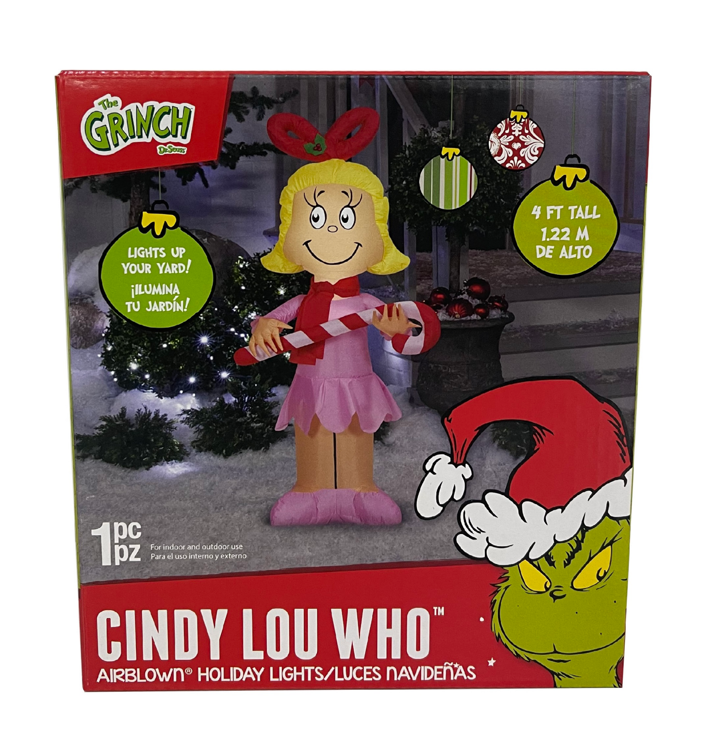 slide 3 of 8, Airblown Lights Cindy Lou Who w/Candy Cane-SM-Dr. Seuss, 48.03 in