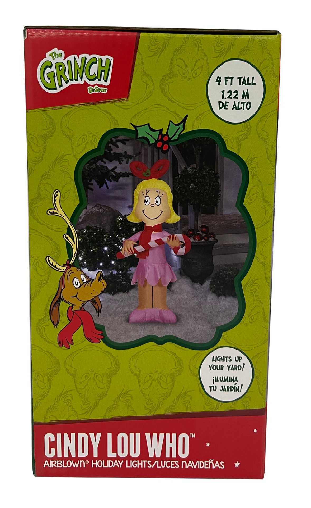 slide 4 of 8, Airblown Lights Cindy Lou Who w/Candy Cane-SM-Dr. Seuss, 48.03 in