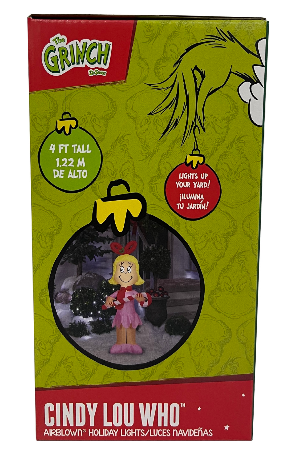 slide 5 of 8, Airblown Lights Cindy Lou Who w/Candy Cane-SM-Dr. Seuss, 48.03 in