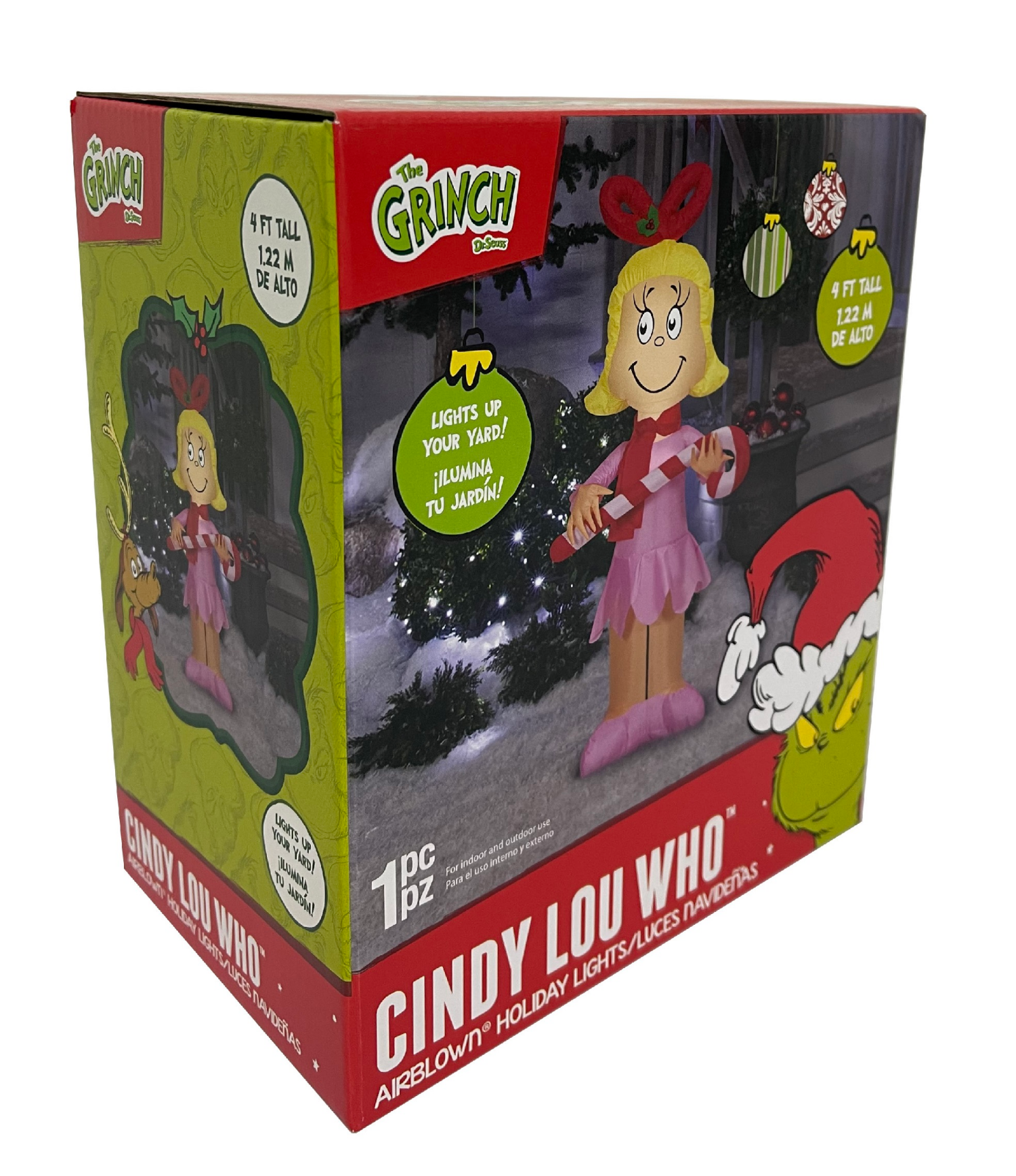 slide 6 of 8, Airblown Lights Cindy Lou Who w/Candy Cane-SM-Dr. Seuss, 48.03 in