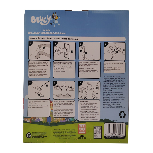 slide 20 of 29, Airblown Bluey in Santa Hat SM Bluey, 42.13 in