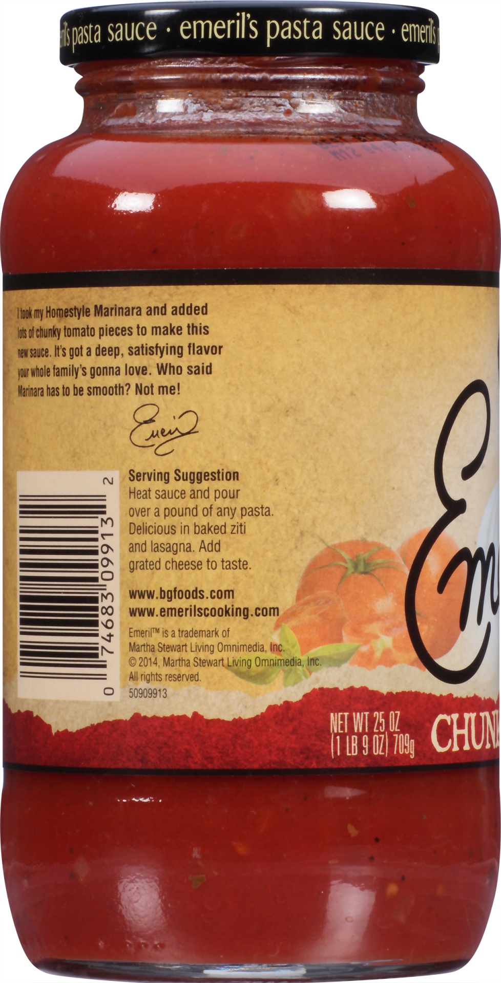 slide 4 of 6, Emeril's Chunky Marinara Pasta Sauce, 25 oz