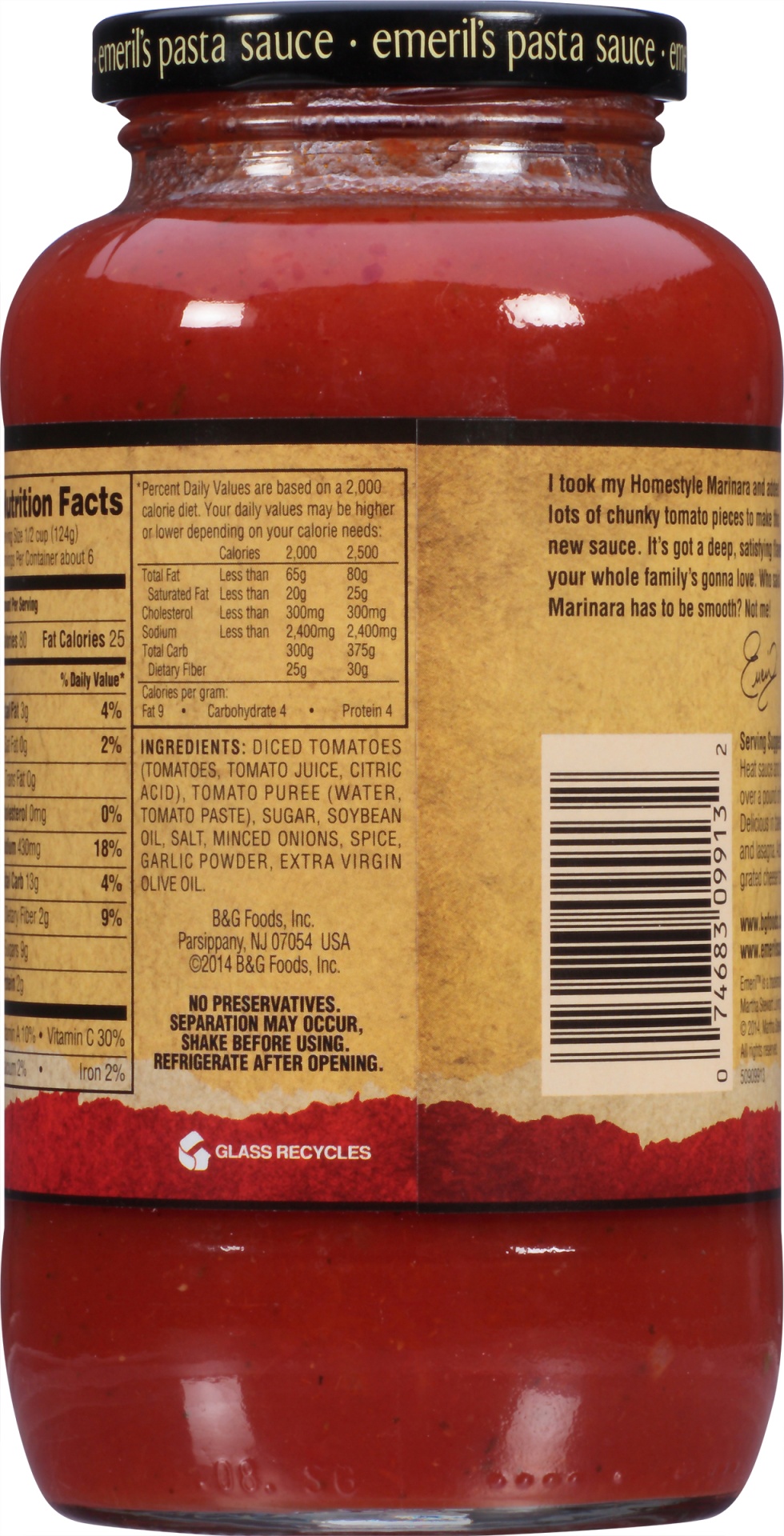 slide 3 of 6, Emeril's Chunky Marinara Pasta Sauce, 25 oz