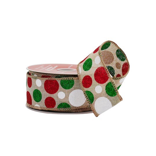 slide 1 of 3, 1.5" X 30ft. Whimsy Dots Wired Ribbon By Celebrate It, 1.5 in x 30 ft