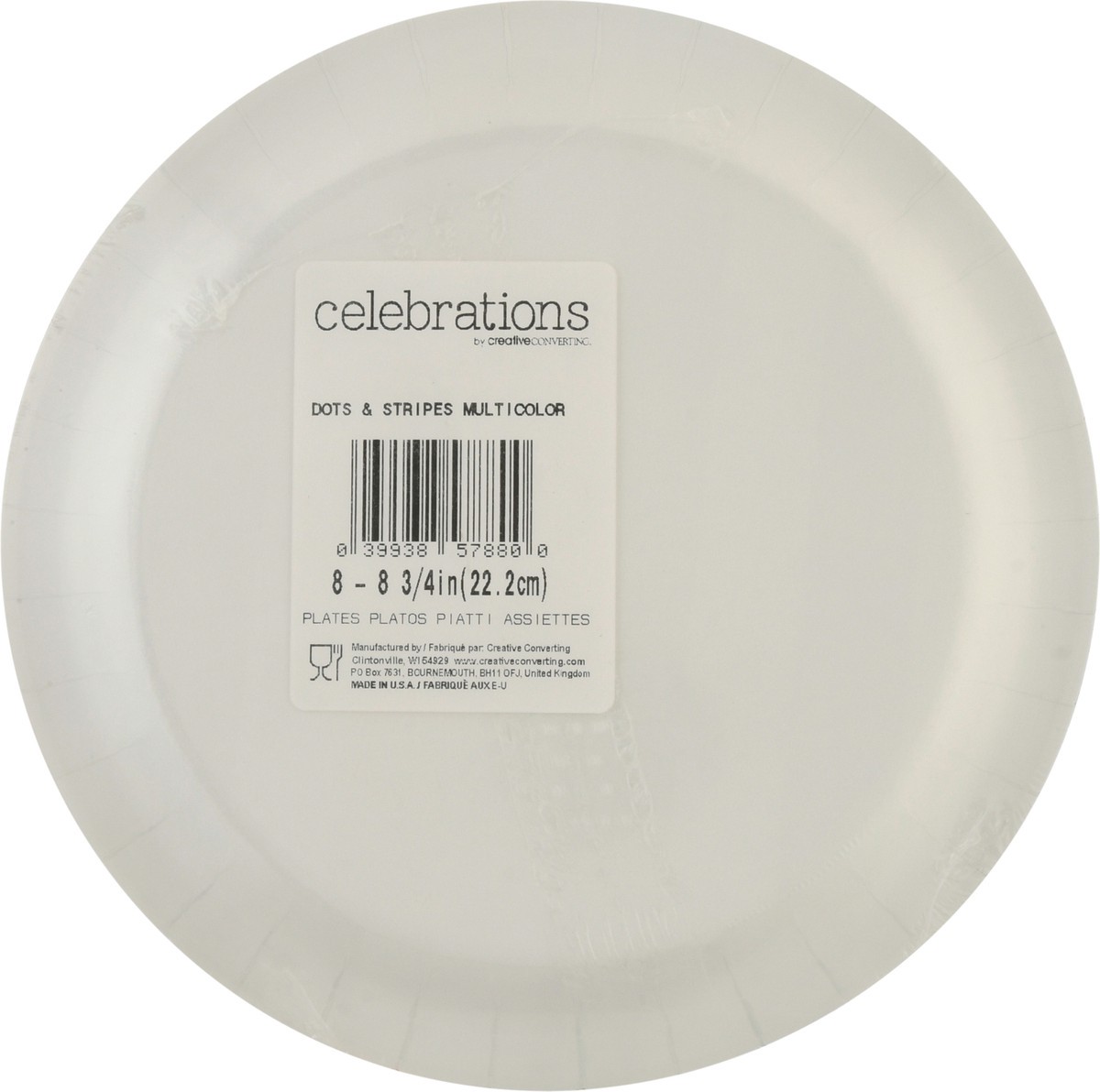 slide 3 of 12, Celebrations 8.75 Inch Dots & Stripes Multicolor Plates 8 ea, 8 ct