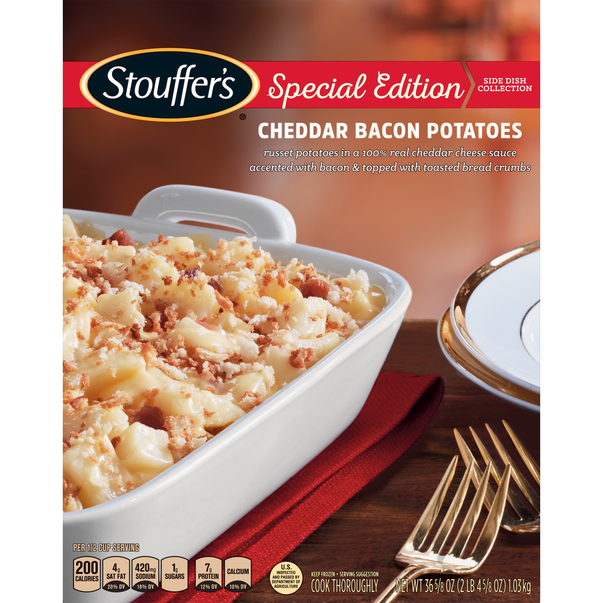 slide 6 of 8, Stouffer's Holiday Collection Cheddar Bacon Potatoes, 36.62 oz