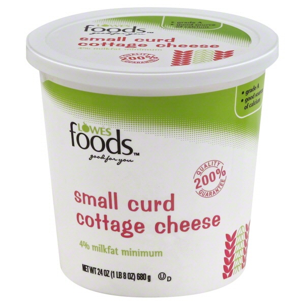 slide 1 of 1, Lowes Foods Cottage Cheese Small Curd, 24 oz