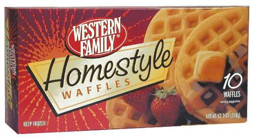 slide 1 of 1, Western Family Homestyle Waffles, 12.3 oz