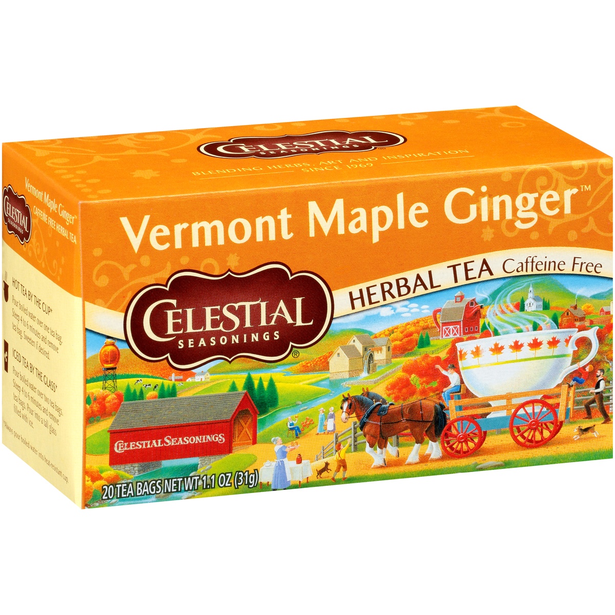 slide 2 of 8, Celestial Seasonings Vermont Maple Ginger Caffeine Free Herbal Tea Bags 20 ct Box, 