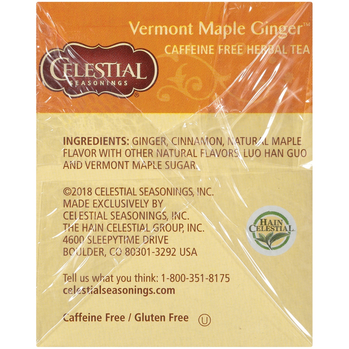 slide 7 of 8, Celestial Seasonings Vermont Maple Ginger Caffeine Free Herbal Tea Bags 20 ct Box, 