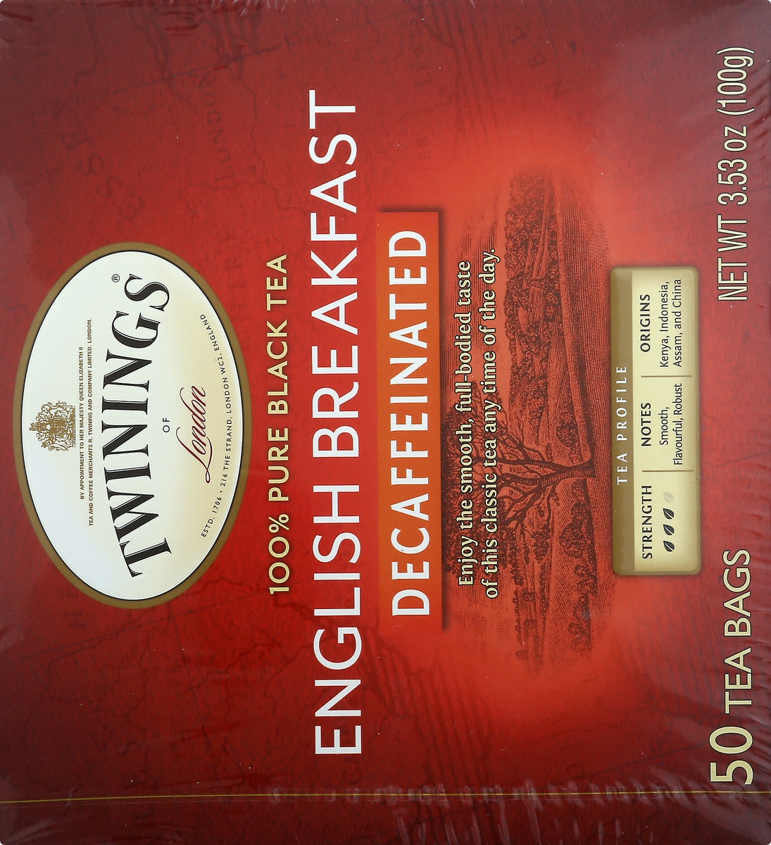 slide 4 of 9, Twinings 100% Pure Decaffeinated Tea Bags English Breakfast Black Tea 50 ea, 