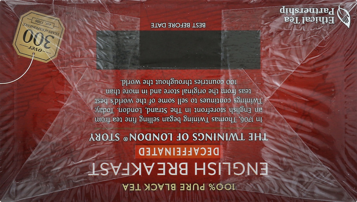 slide 5 of 9, Twinings 100% Pure Decaffeinated Tea Bags English Breakfast Black Tea 50 ea, 