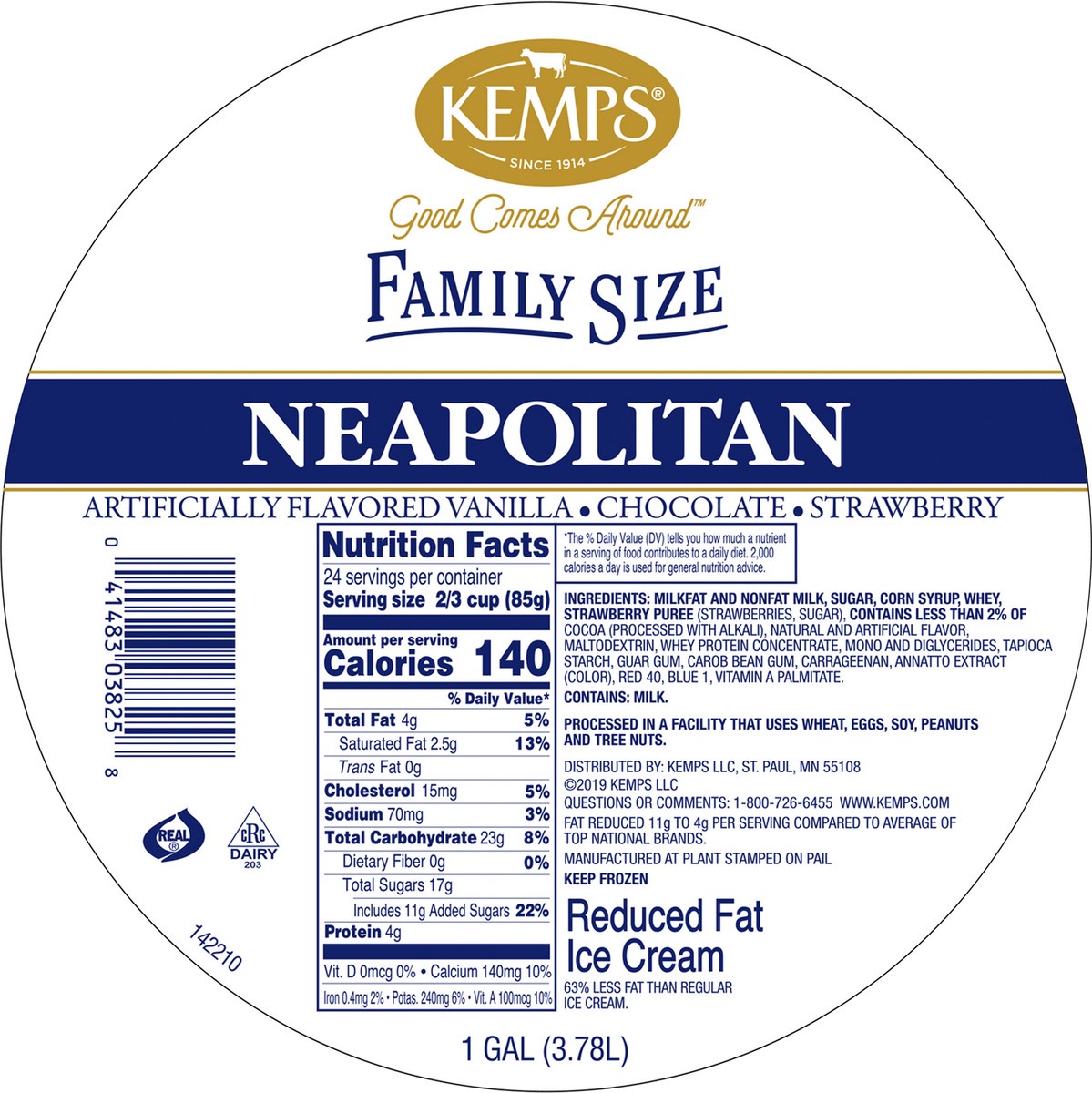 slide 7 of 7, Kemps Family Size Neapolitan Ice Cream, 1 gal