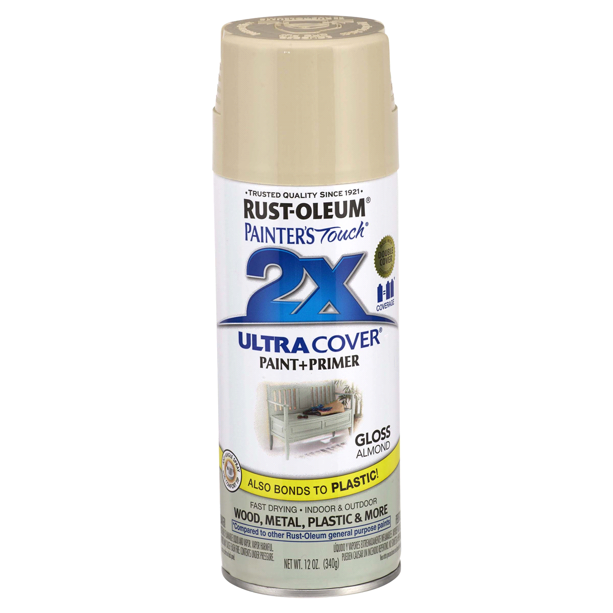 slide 1 of 9, Rust-Oleum Painters Touch 2X Ultra Cover Spray Paint - 249125, Gloss Almond, 12 oz