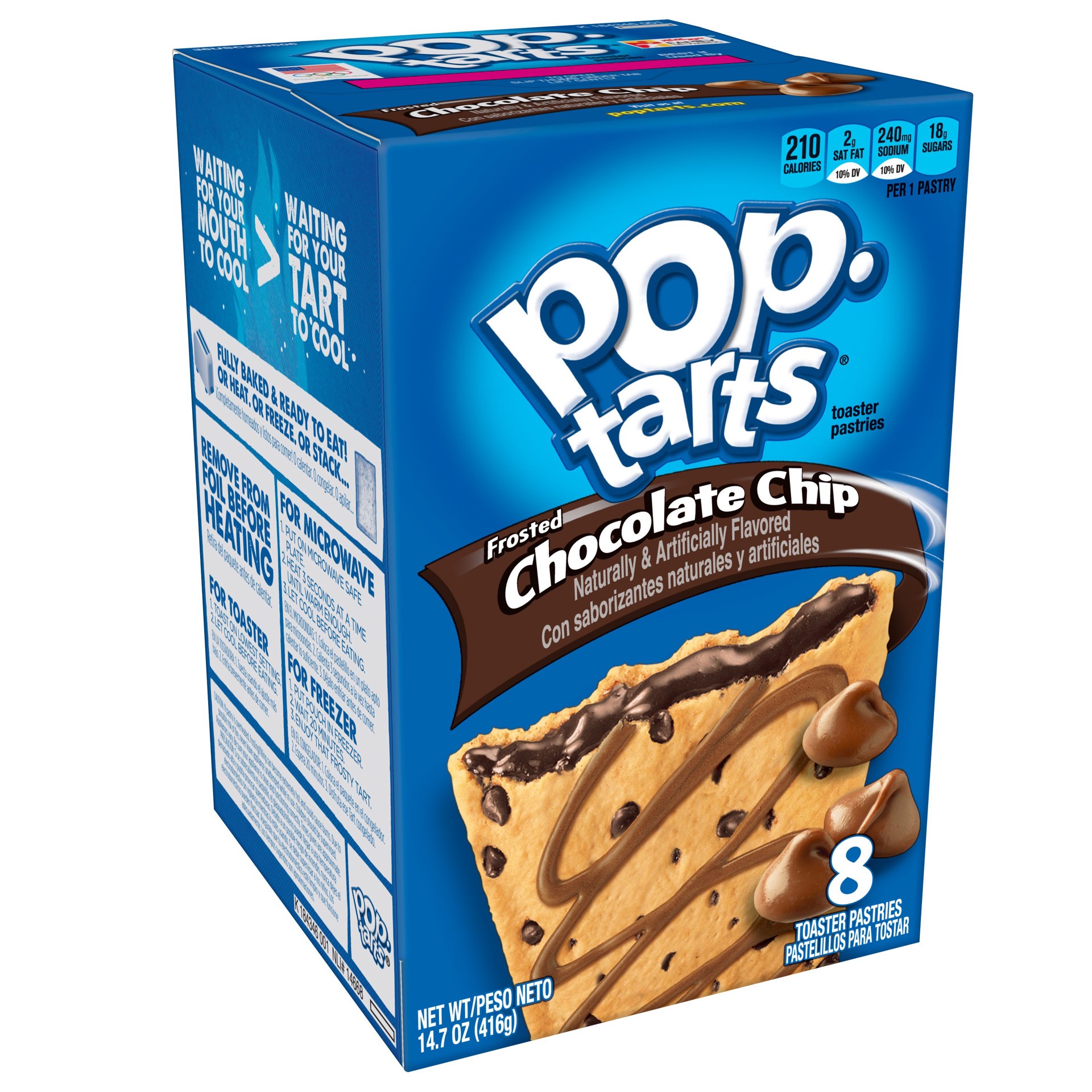 slide 1 of 1, Kellogg's Pop-Tarts Breakfast Toaster Pastries, Frosted Chocolate Chip, 14.7 oz