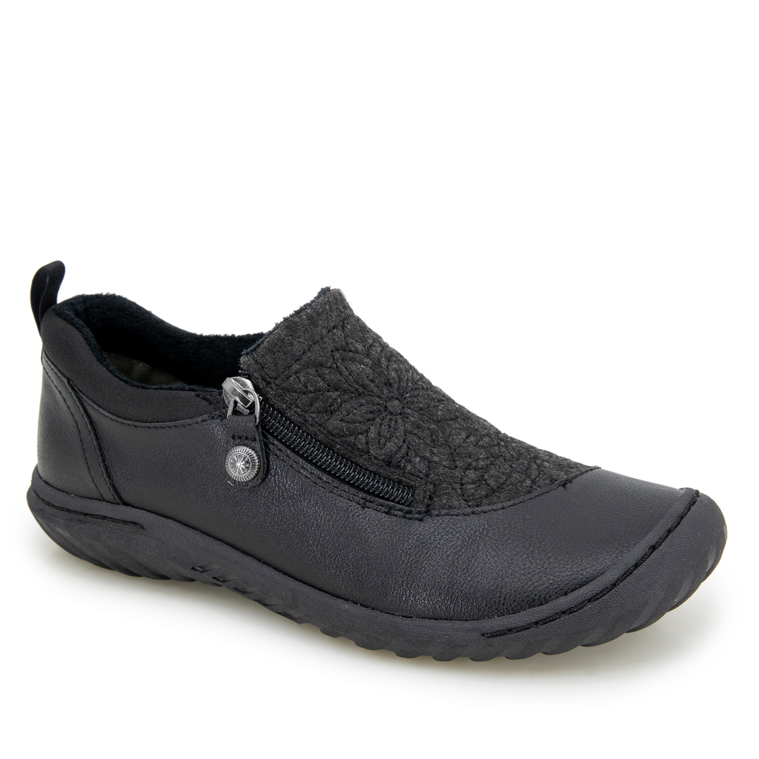 slide 1 of 6, JBU Elodie Women's Casual Flat Moccasin, Black, Size 8, Size 8