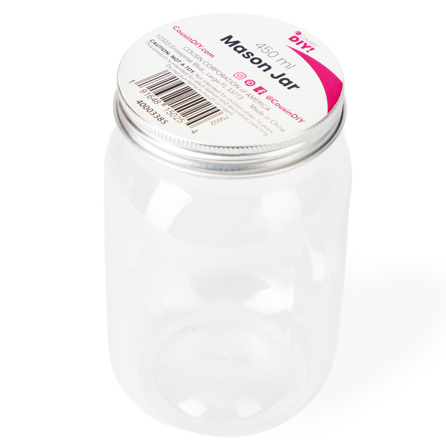 slide 3 of 4, Cousin Plastic Mason Jar, 450ML, 450 ml