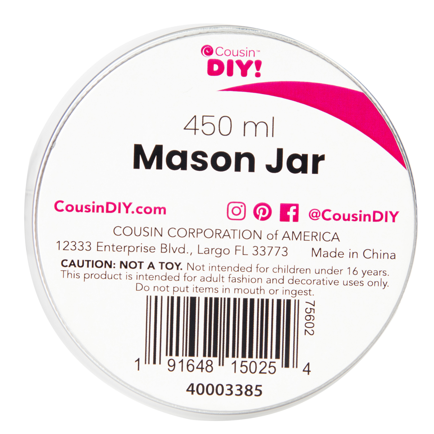 slide 4 of 4, Cousin Plastic Mason Jar, 450ML, 450 ml