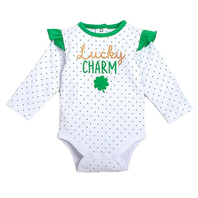 slide 1 of 1, babyGEAR Newborn Lucky Charm Bodysuit - Green, 1 ct