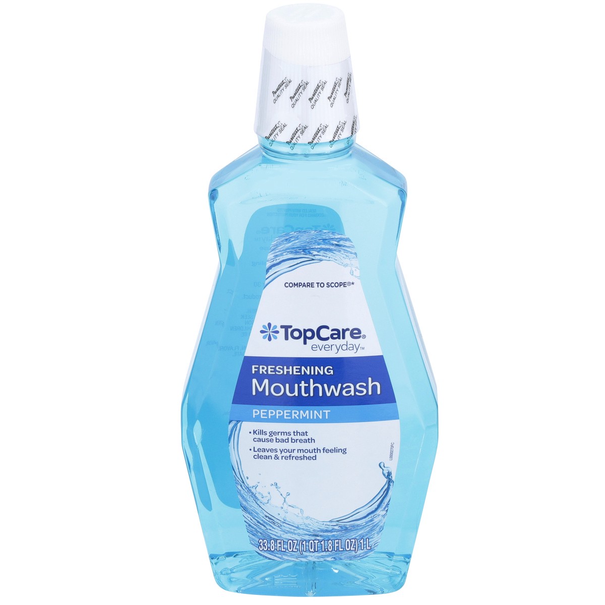 slide 1 of 9, TopCare Freshening Mouthwash, Peppermint, 33.8 fl oz