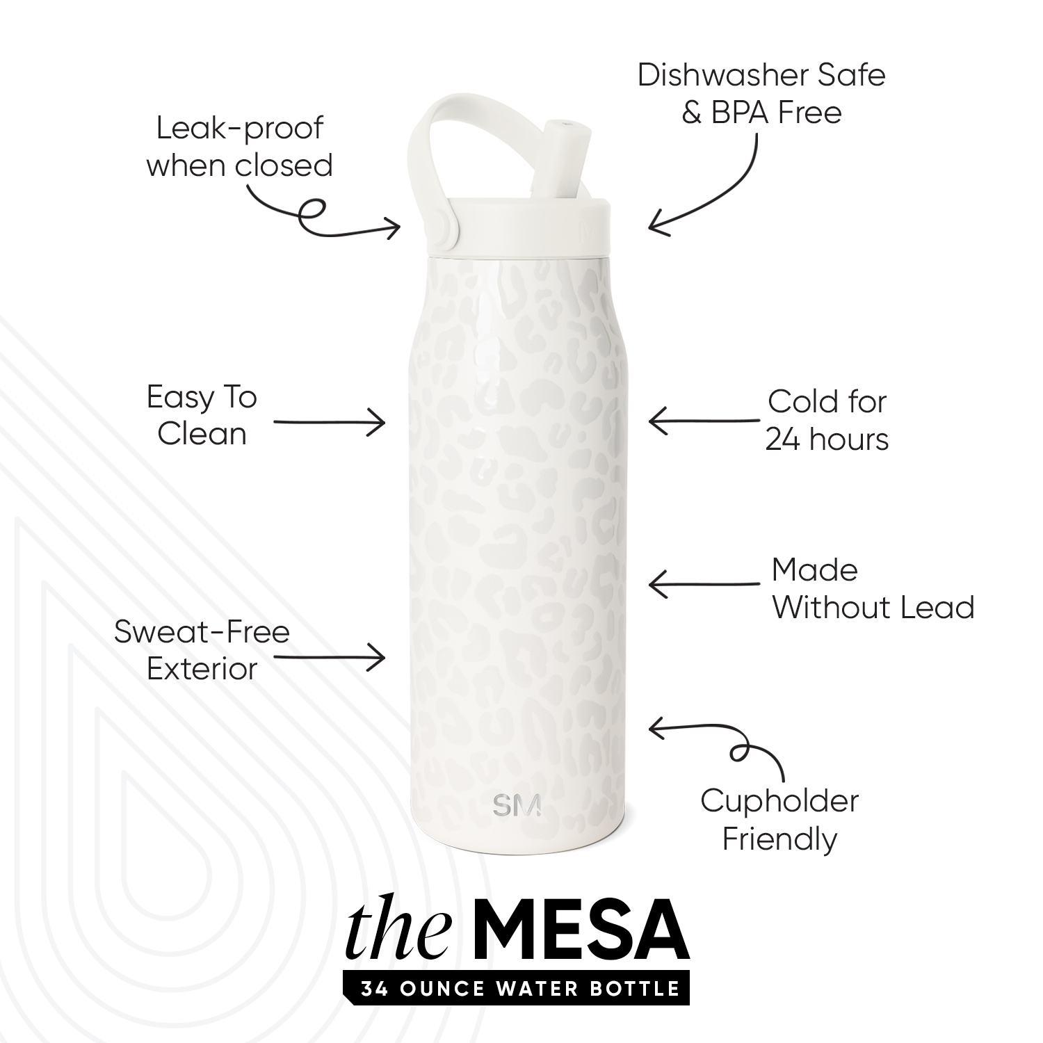 slide 2 of 4, Simple Modern Mesa with Push Button TPU - Cream Leopard 34oz, 34 oz
