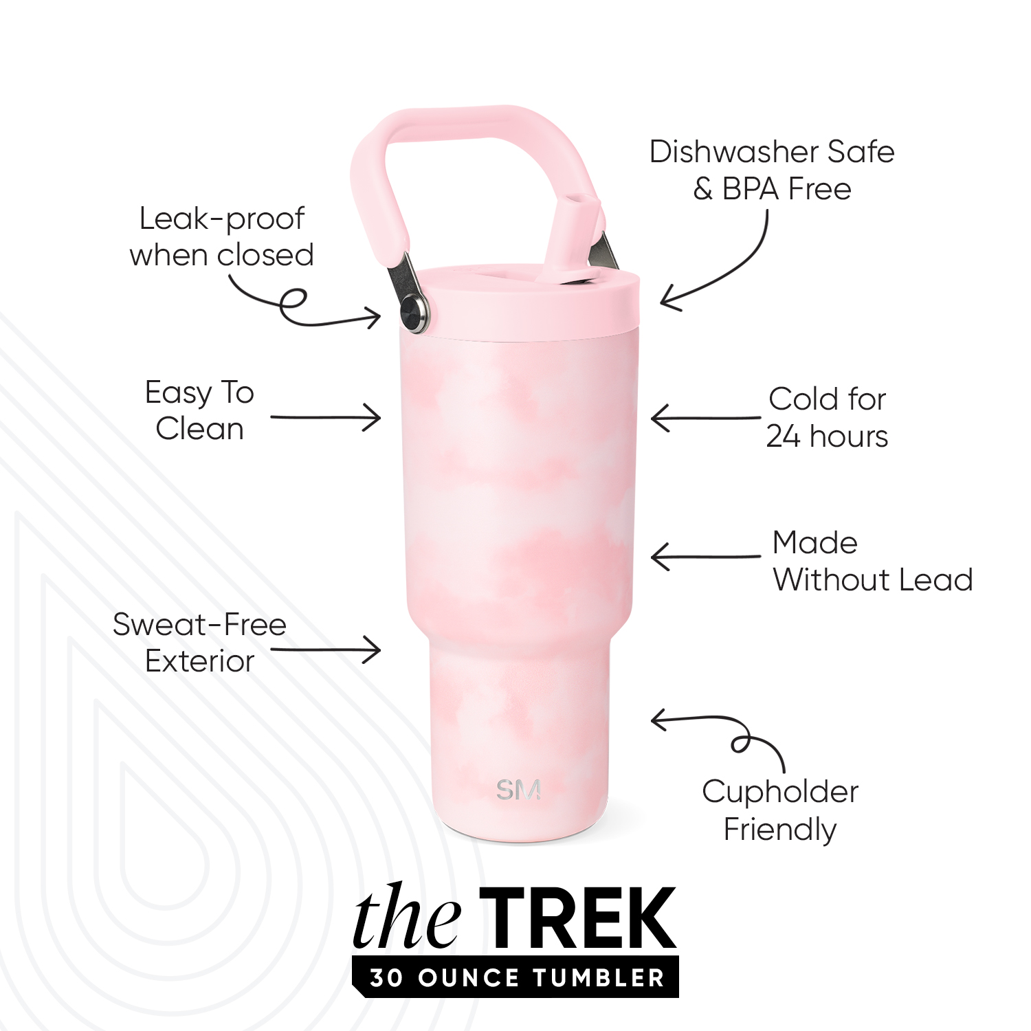 slide 2 of 4, Simple Modern Trek Pivot - Blush Tie Dye 30oz, 30 oz