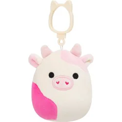 Squishmallows Pink Cow Valentine's Plush Backpack Clip
