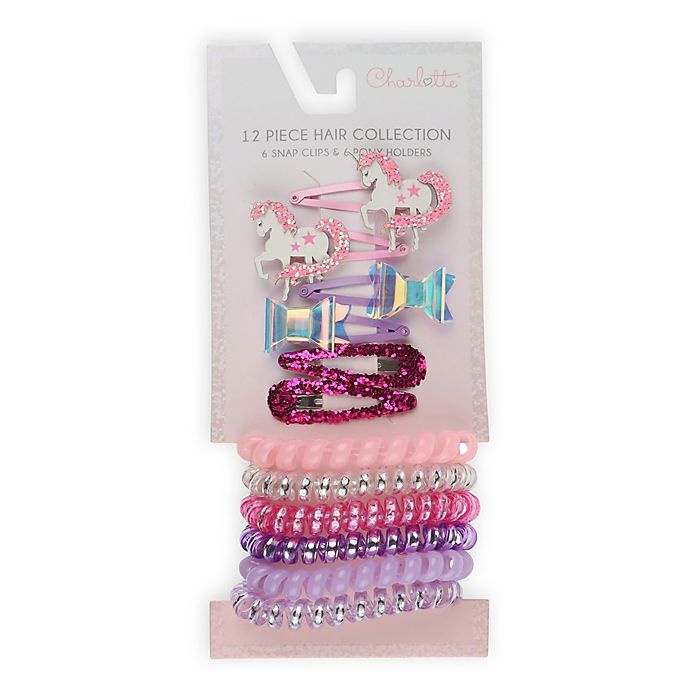 slide 2 of 2, Capelli New York Hair Clip and Pony Set - Pink, 12 ct