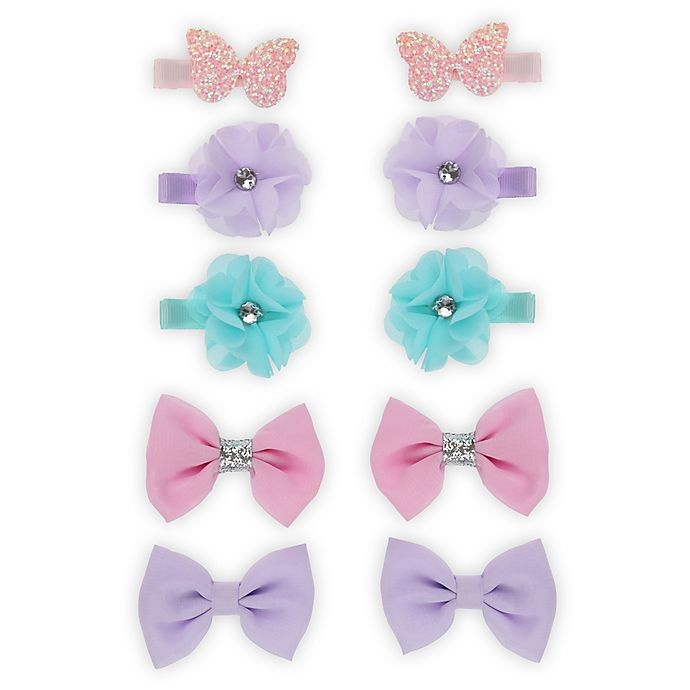 slide 1 of 2, Capelli New York Butterfly, Flower and Bow Clip Set, 10 ct