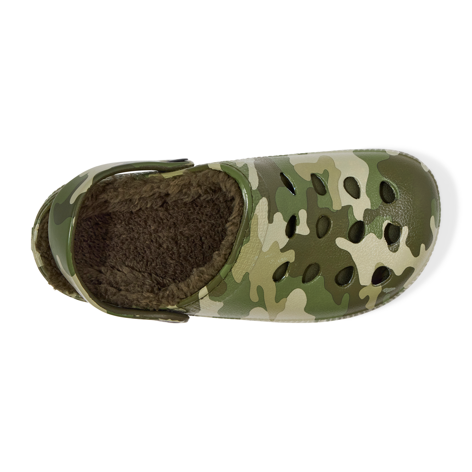 slide 6 of 6, Capelli Boy Fur Clog Camo. Green. Size 10/11, 10/11
