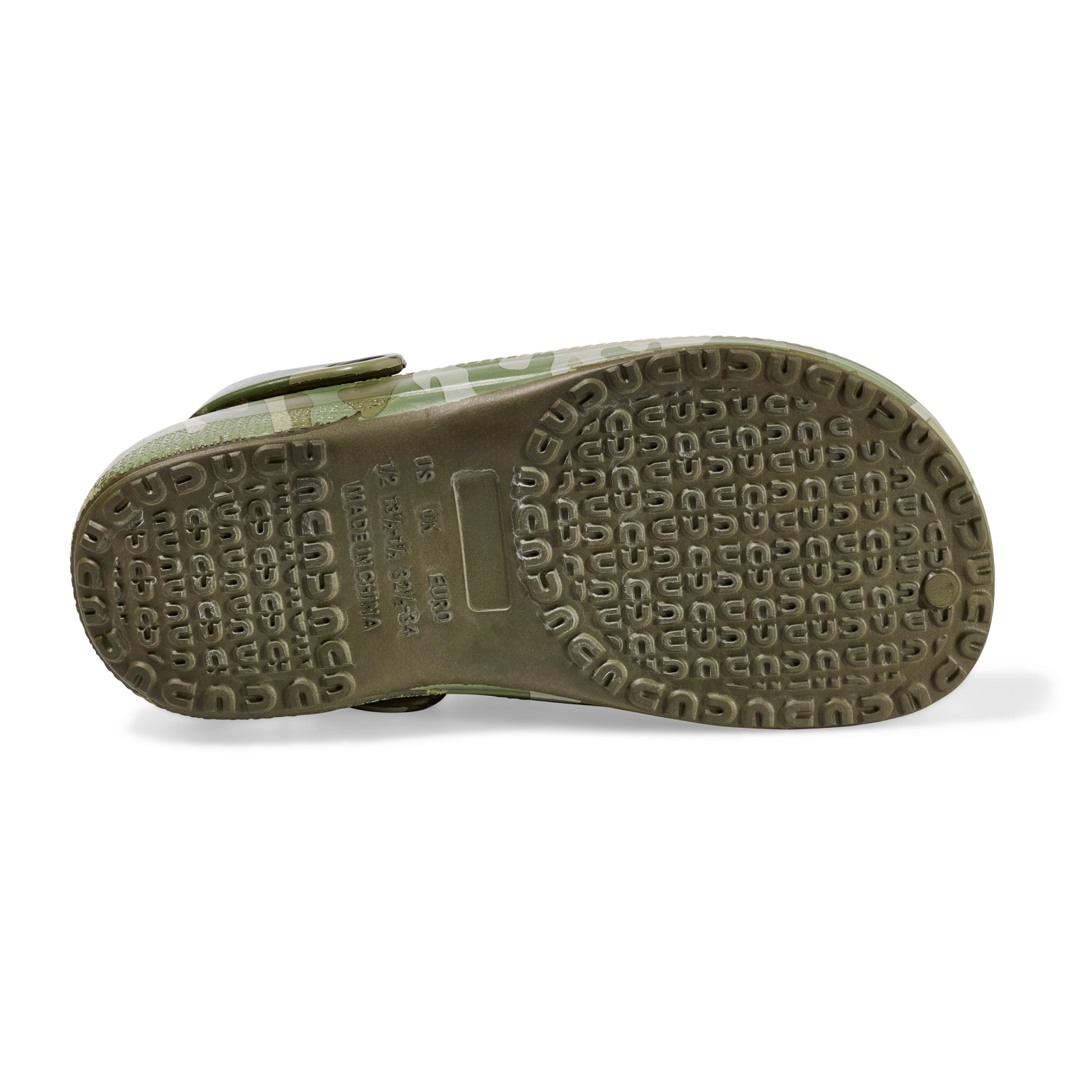 slide 3 of 6, Capelli Boy Fur Clog Camo. Green. Size 3/4, 3/4