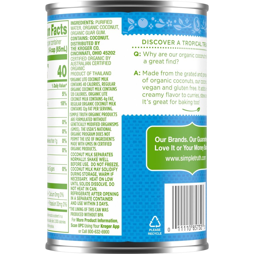 slide 2 of 4, Simple Truth Organic Light Coconut Milk, 13.5 fl oz