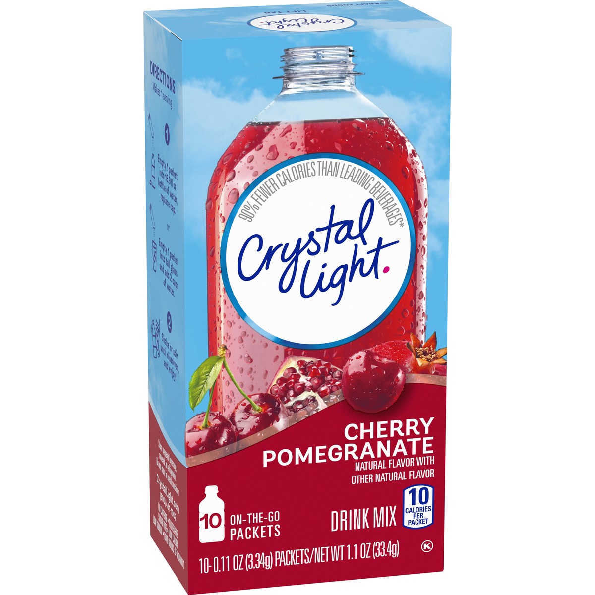 slide 3 of 9, Crystal Light Cherry Pomegranate Naturally Flavored Powdered Drink Mix, 10 ct On-the-Go-Packets, 10 ct