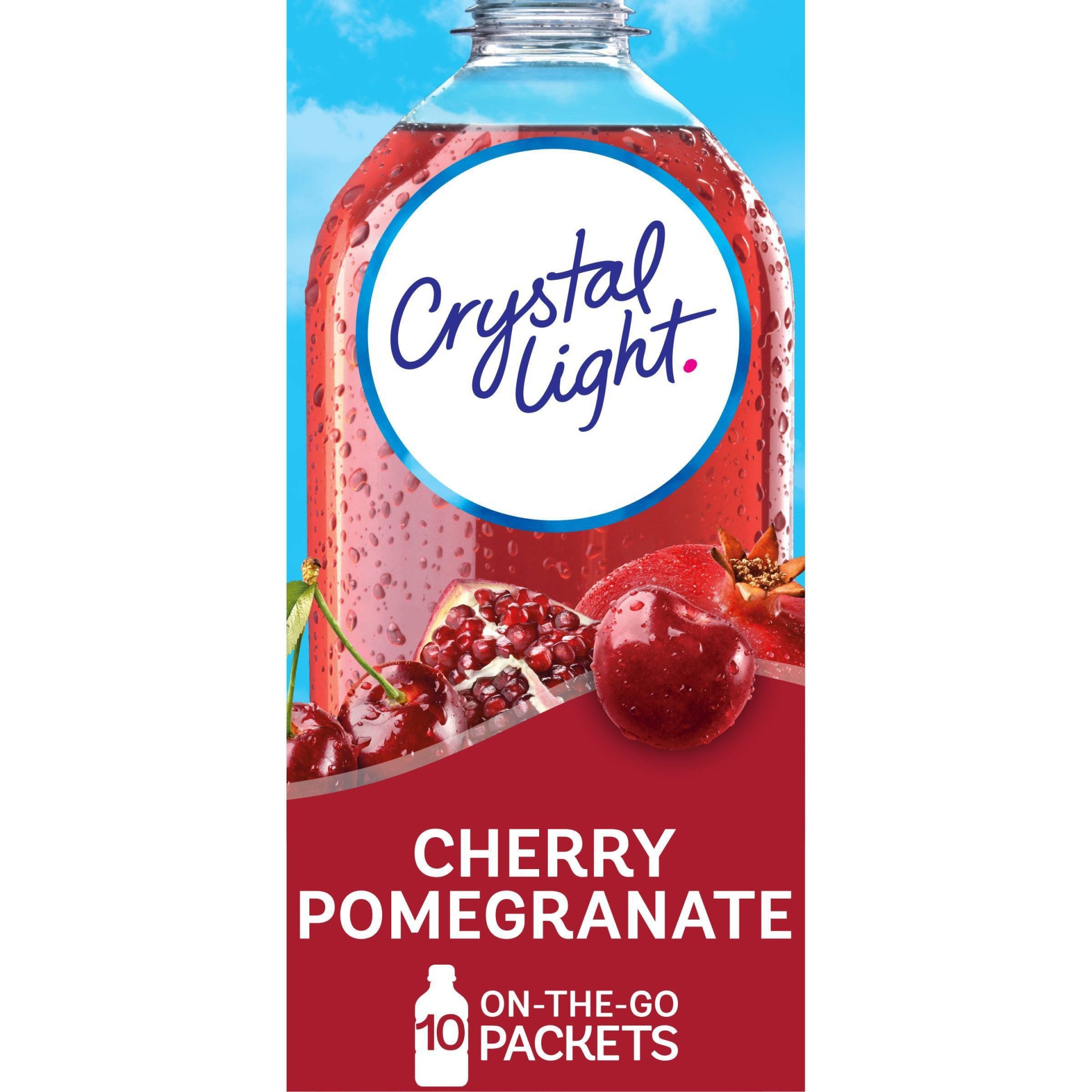 slide 1 of 10, Crystal Light Cherry Pomegranate Naturally Flavored Powdered Drink Mix On-the-Go-Packets, 10 ct