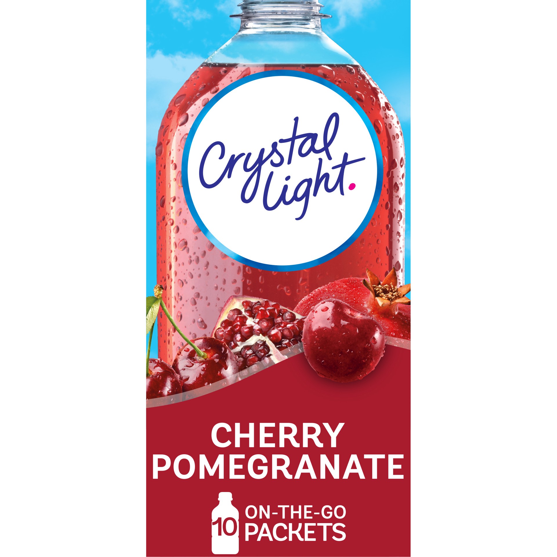 slide 1 of 9, Crystal Light Cherry Pomegranate Naturally Flavored Powdered Drink Mix, 10 ct On-the-Go-Packets, 10 ct