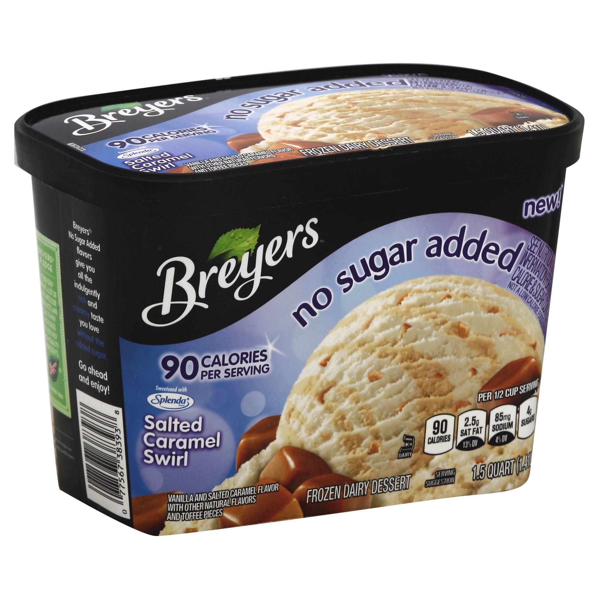 slide 1 of 1, Breyer's Salted Caramel Swirl Ice Cream No Sugar Added, 48 fl oz