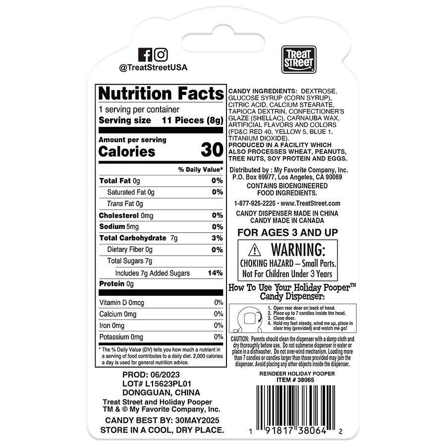 slide 2 of 2, Treat Street Reindeer Candy Dispenser, 0.28 oz