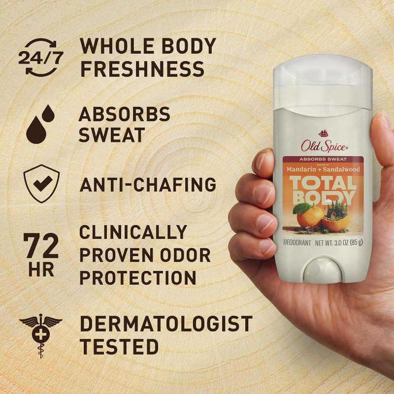 slide 8 of 11, Old Spice Total Body - Whole Body Deodorant - Mandarin & Sandalwood - 3oz, 3 oz