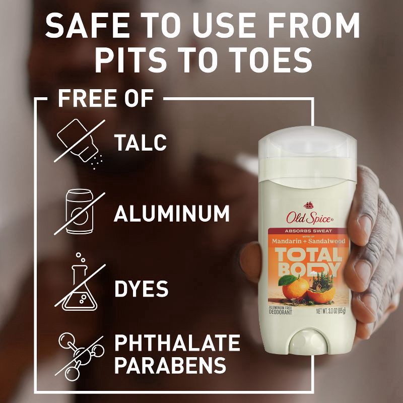 slide 10 of 11, Old Spice Total Body - Whole Body Deodorant - Mandarin & Sandalwood - 3oz, 3 oz