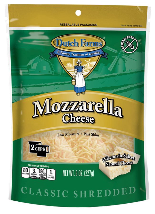 slide 1 of 1, Dutch Farms Shredded Mozzarella Cheese, 8 oz