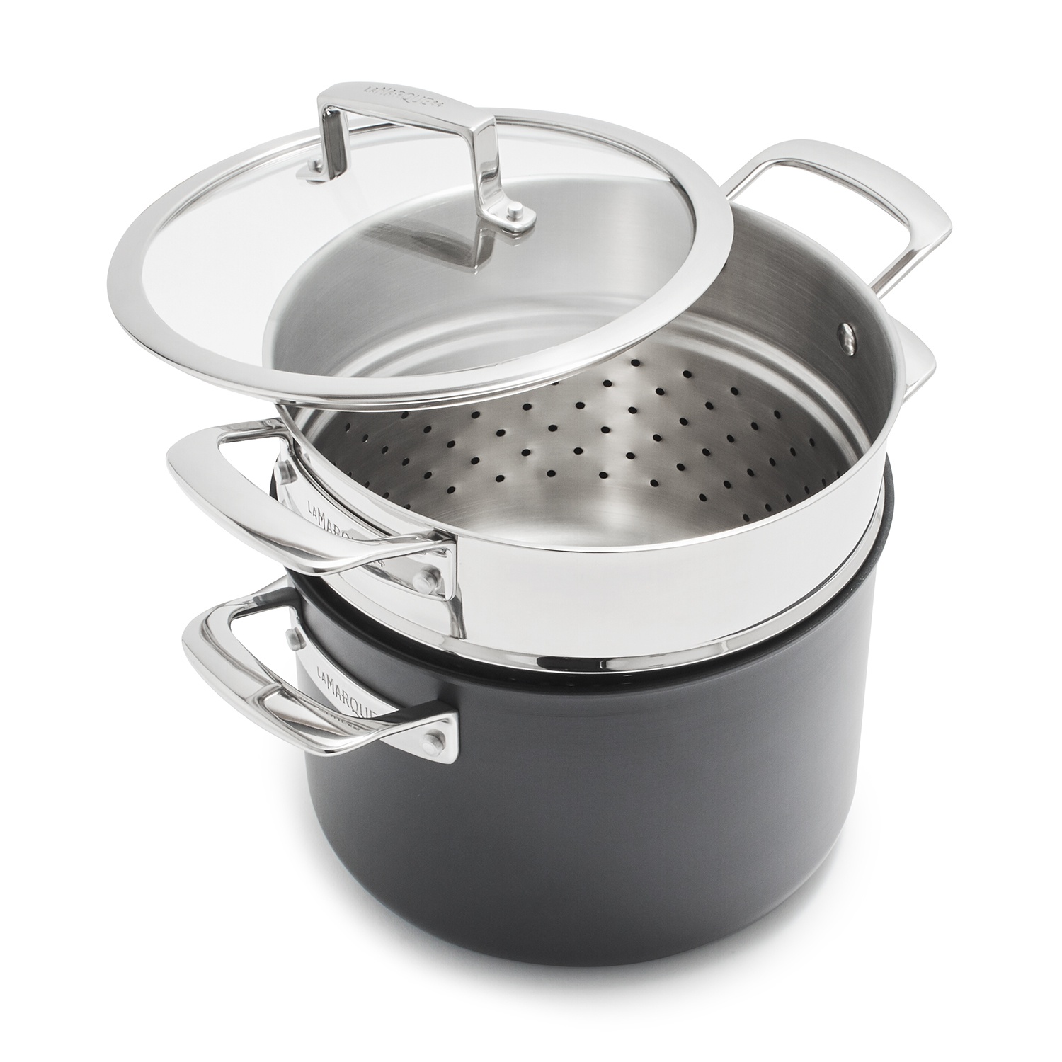 slide 1 of 1, La Marque 84 Nonstick Stockpot with Pasta Insert, 8 qt