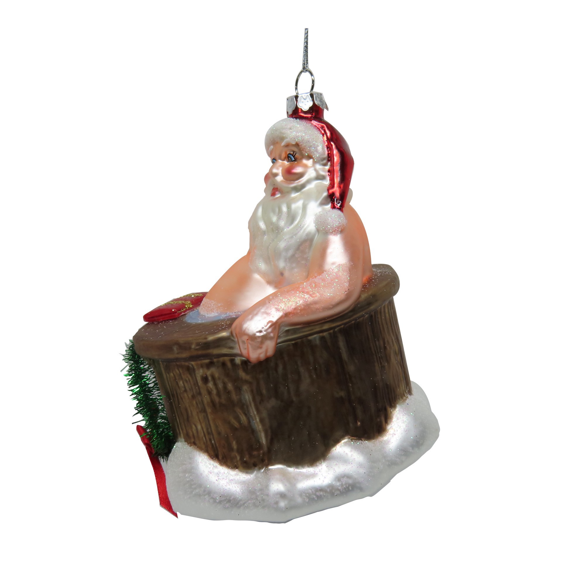 slide 3 of 4, 4.5" Bathing Santa Glass Ornament By Ashland, 4.5 in