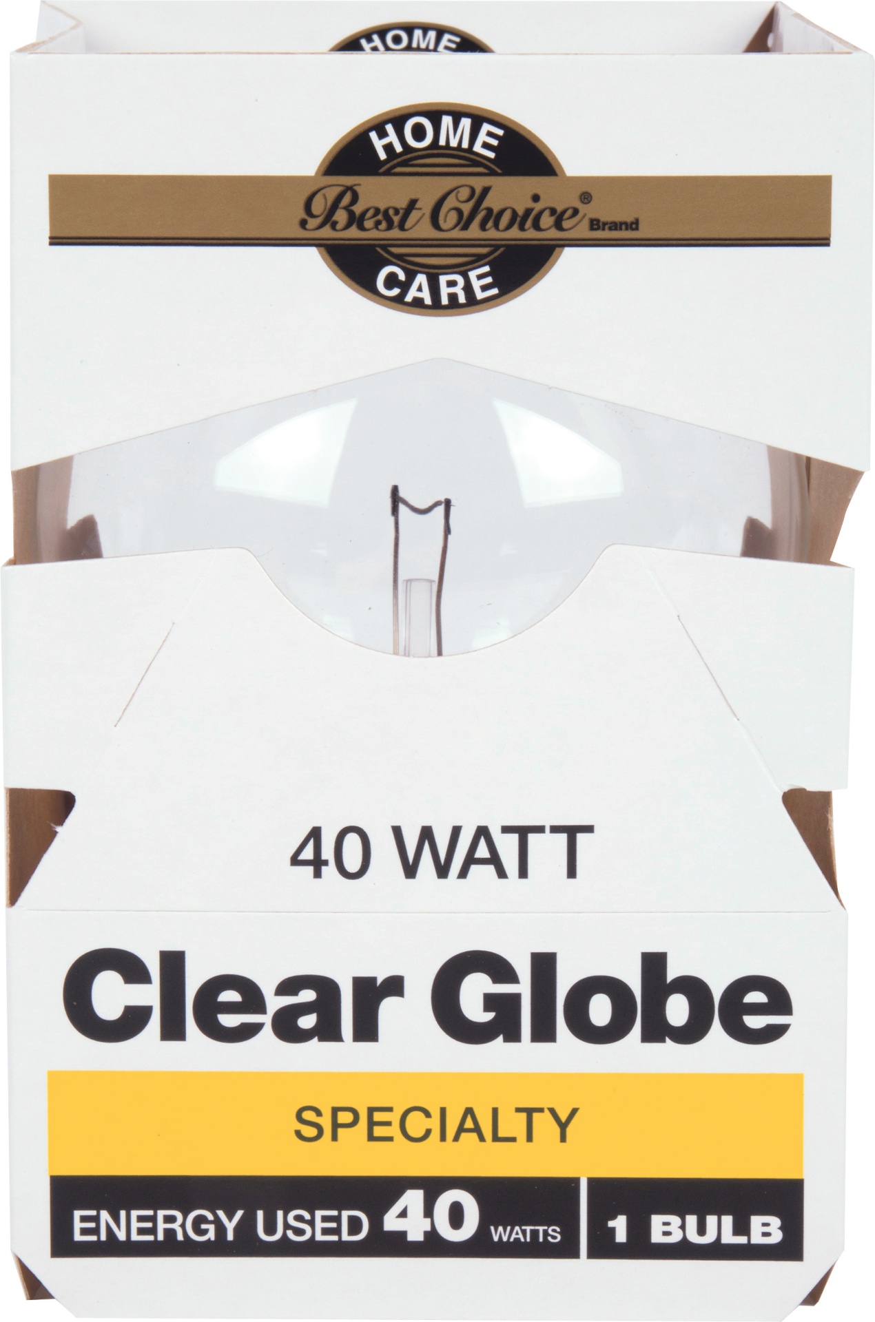 slide 1 of 1, Best Choice 40 Watt Clear Globe Specialty Bulb, 1 ct