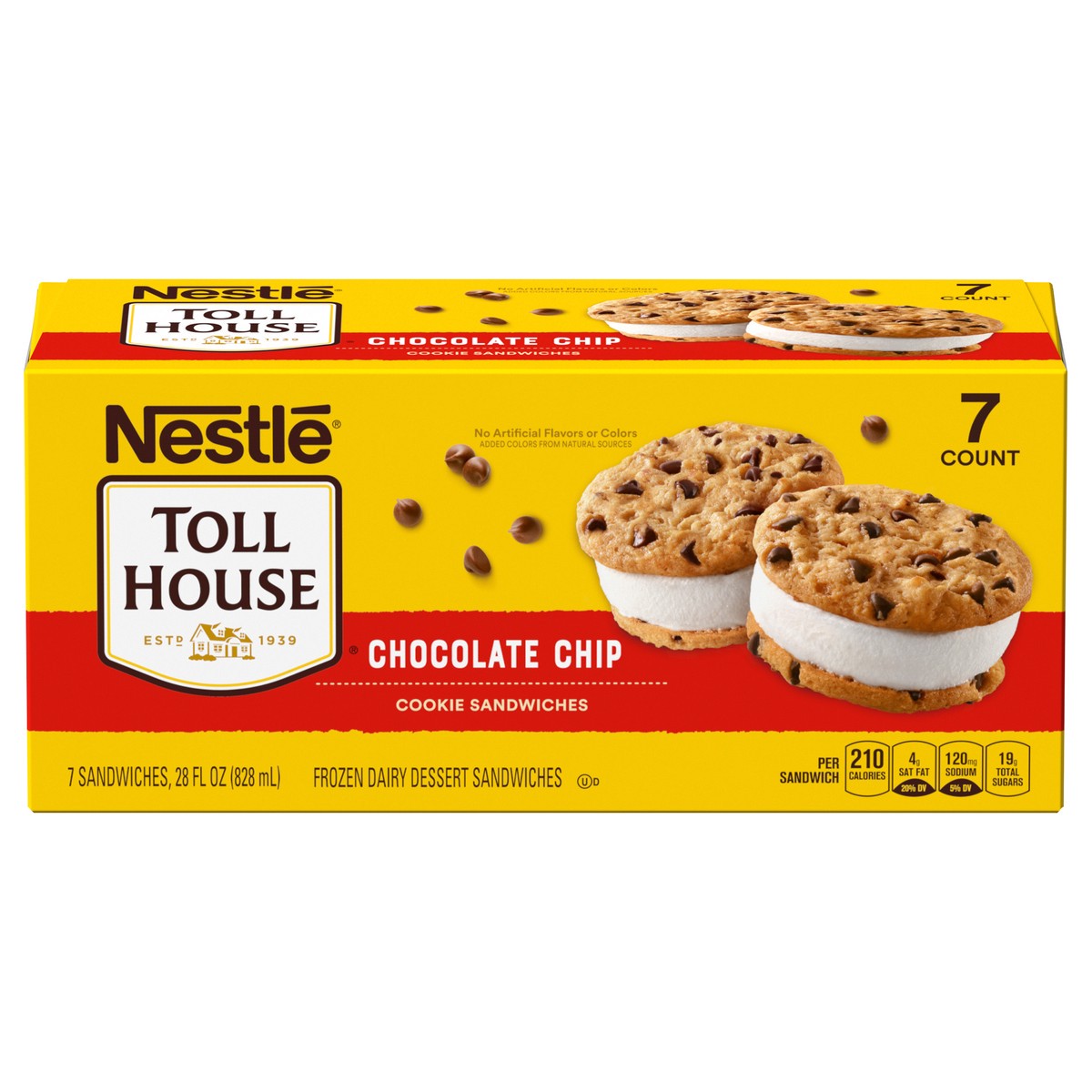 slide 1 of 14, Toll House Nestle Toll House Vanilla Chocolate Chip Cookie Sandwiches, 7 Count, 7 ct