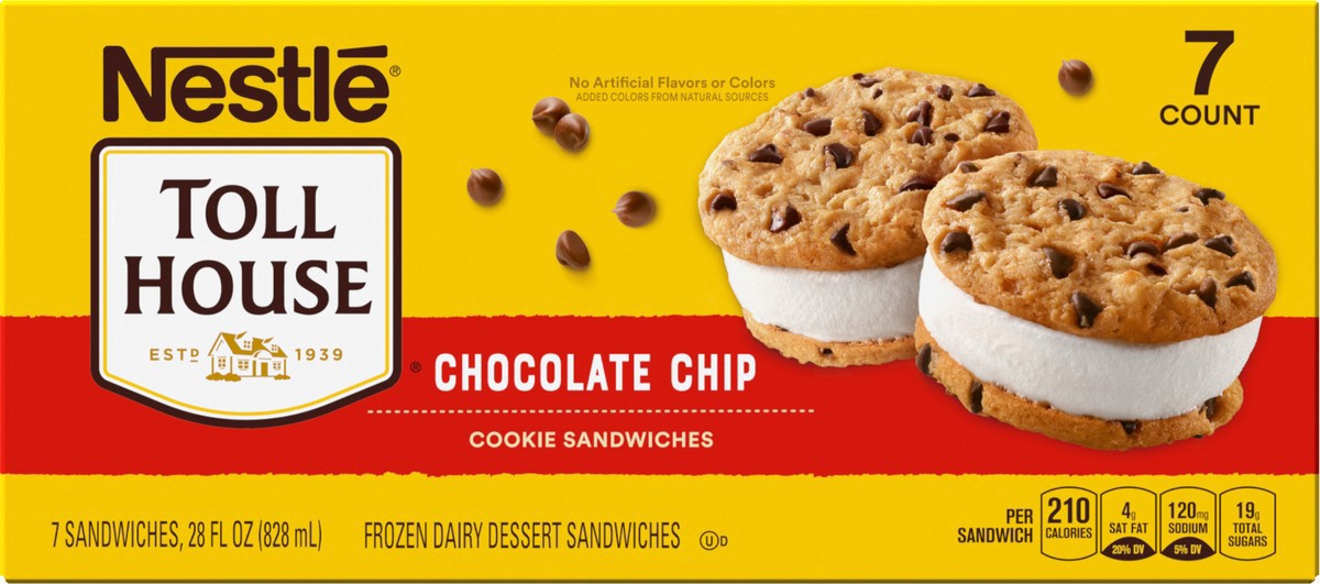 slide 3 of 14, Toll House Nestle Toll House Vanilla Chocolate Chip Cookie Sandwiches, 7 Count, 7 ct