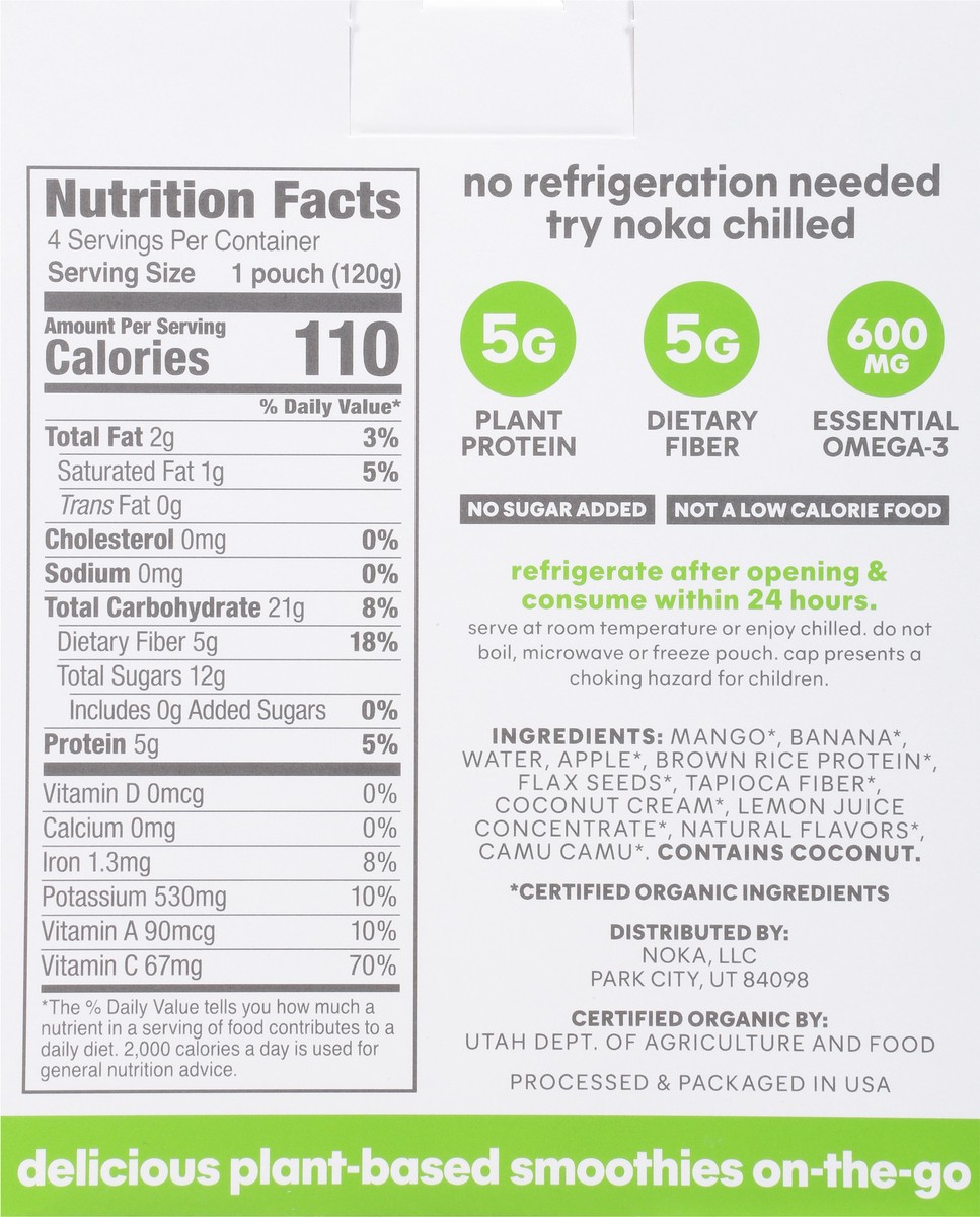 slide 3 of 9, NOKA Mango Coconut Superfood Smoothie 4 - 4.22 oz Packs, 4 ct